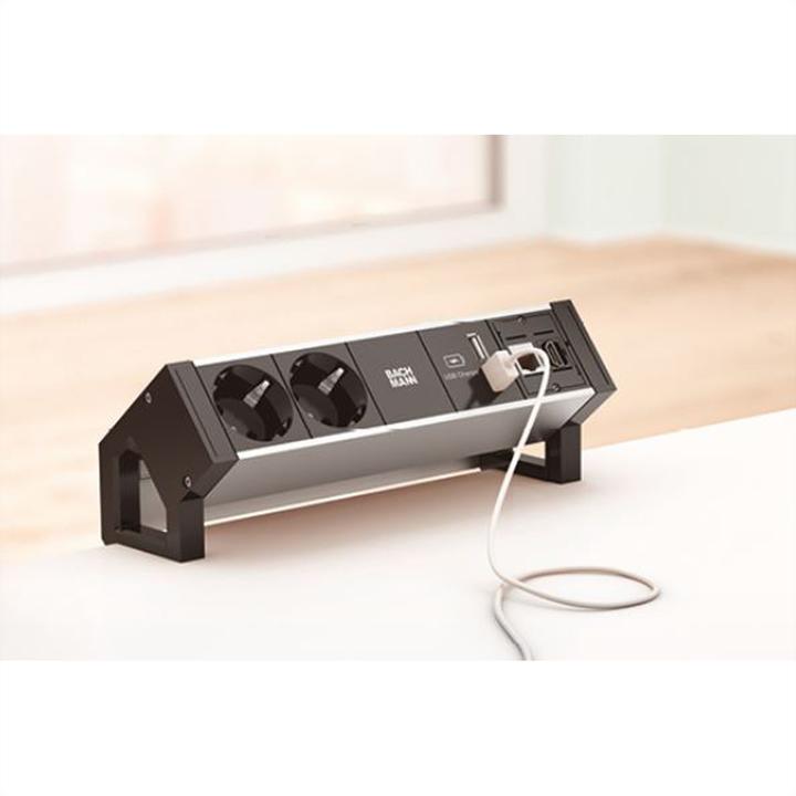 Immagine prodotto Bachmann Scrivania 2 Alu Black 2xPowersocket (2x, CEE 7/3, GST18, USB-A)