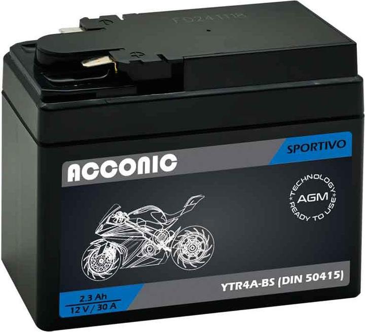 Produktbild Acconic Sportivo AGM YTR4A-BS Motorradbatterie 2,3Ah 12V (DIN 50415) (12 V, 2.30 Ah)