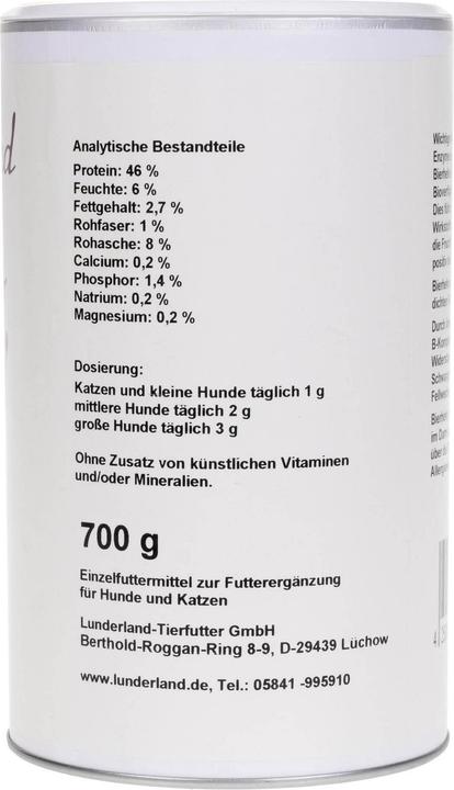 Nährwerte und Zutaten Lunderland Bierhefe (Adult, 1 Stk., 790 g)