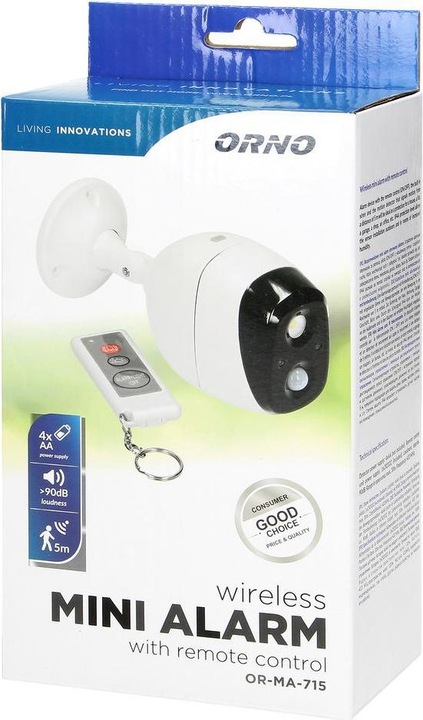 Actual product image Orno Mini Alarm With Motion Sensitivity + Ip44 Remote Control