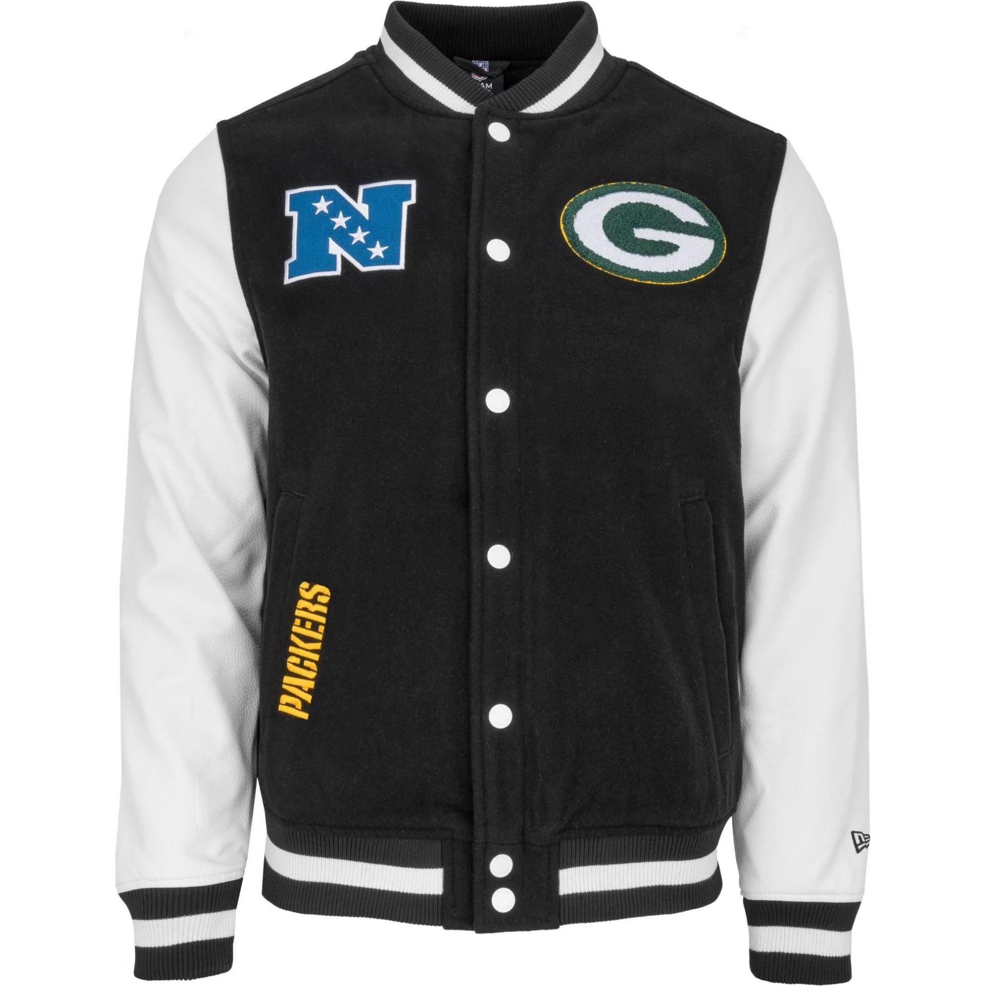 New Era, Herren, Jacke, Varsity NFL SIDELINE Jacke - Green Bay Packers - XXL (XXL), Schwarz, XXL