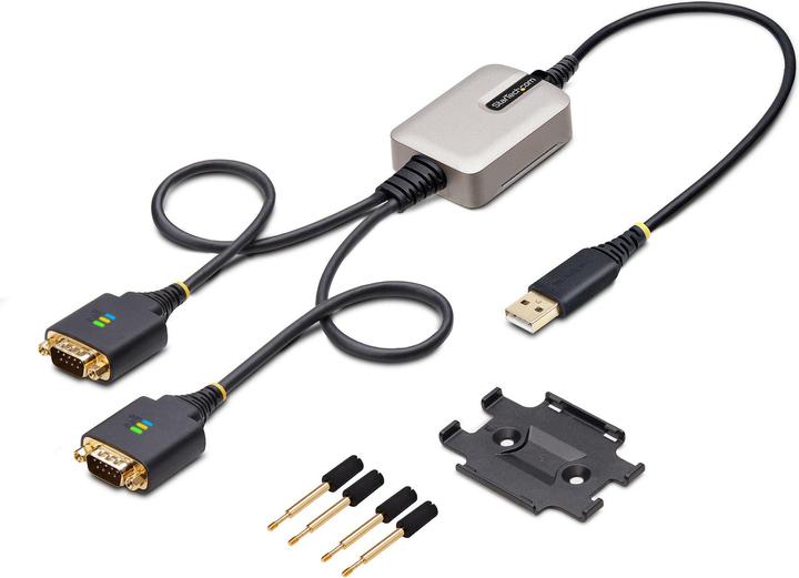 Actual product image StarTech COM 60cm 24inch 2-Port USB to Serial Adapter COM-Retention,FTDI USB-A to DB9 RS232 Cable (0.60 m)
