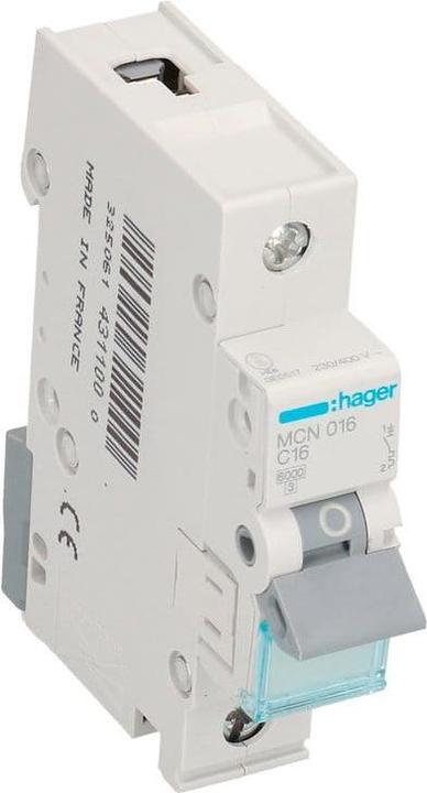 Actual product image Hager LS switch 1 pole 6kA C-16A 1M (16 A)