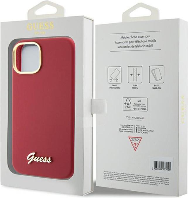 Produktbild Guess GUHCP15SSMBSLM iPhone 15 6.1" magenta hardcase Silicone Script Metal Logo & Frame (Apple iPhone 15)