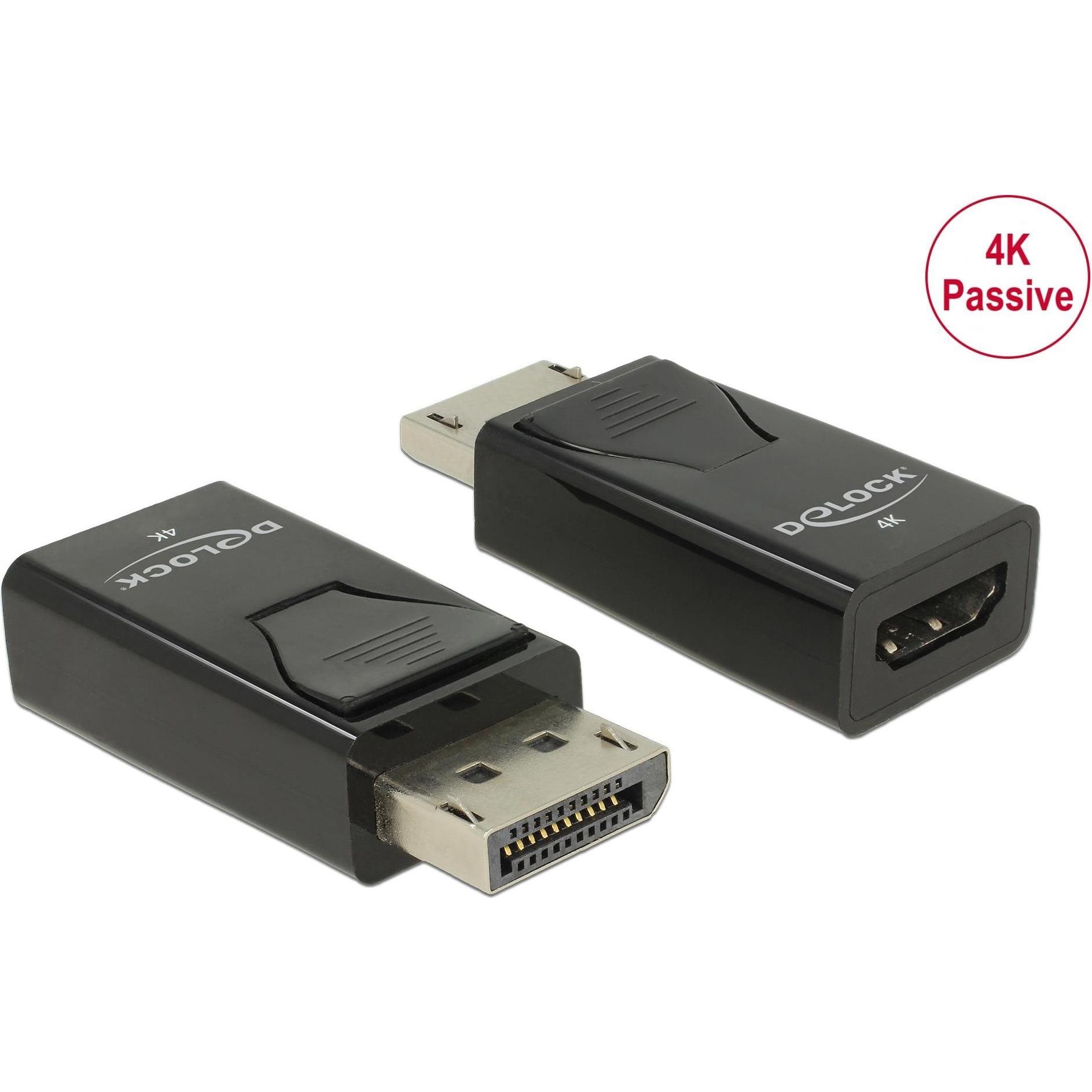Delock DisplayPort zu (HDMI, 20 cm), Data + Video Adapter, Schwarz