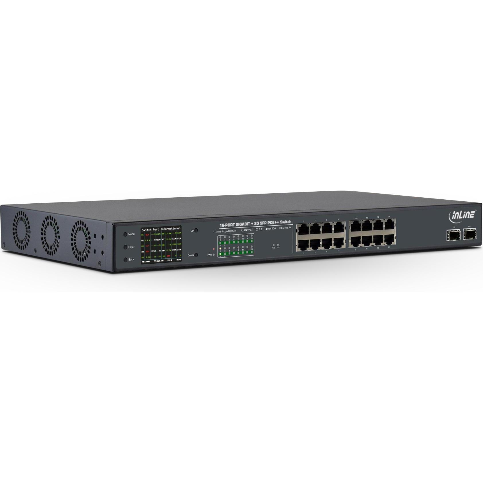 InLine 32316P Switch (16 Ports), Netzwerk Switch, Schwarz