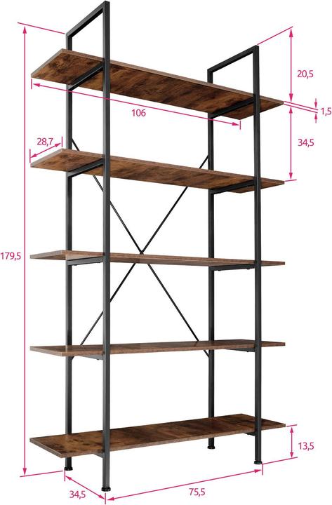 Produktbild tectake Glasgow (106 x 34.50 x 179.50 cm)