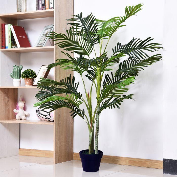 Swisshandel24 Knstliche Palme Gross 150cm Kunstpflanze mit Pflanztopf  Kunstbaum 19 Palmenwedel Deko Kunstpalme Ku