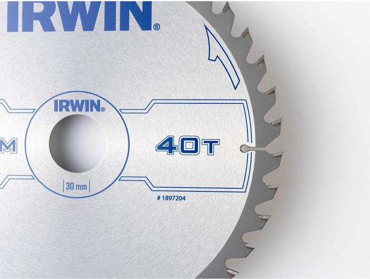 Produktbild Irwin IRW1897204 210 x 30 mm 40Teeth Kreissägeblatt mit ATB Mahlgrössen Zahn