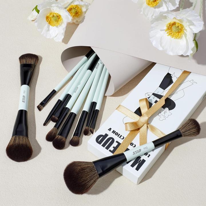 Actual product image Jessup Makeup Brushes Set Double Ended for Foundation (Set)