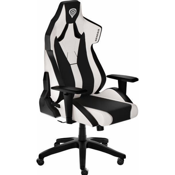 Genesis NFG-1849 Videospiel-Stuhl Gaming-Sessel Gepolsterter Sitz, Gaming Stuhl, Weiss