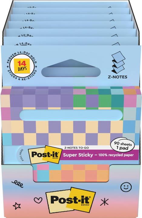 Actual product image Post-it Super Sticky Haftnotizen Z-Notes Recycling (76 x 76 mm)