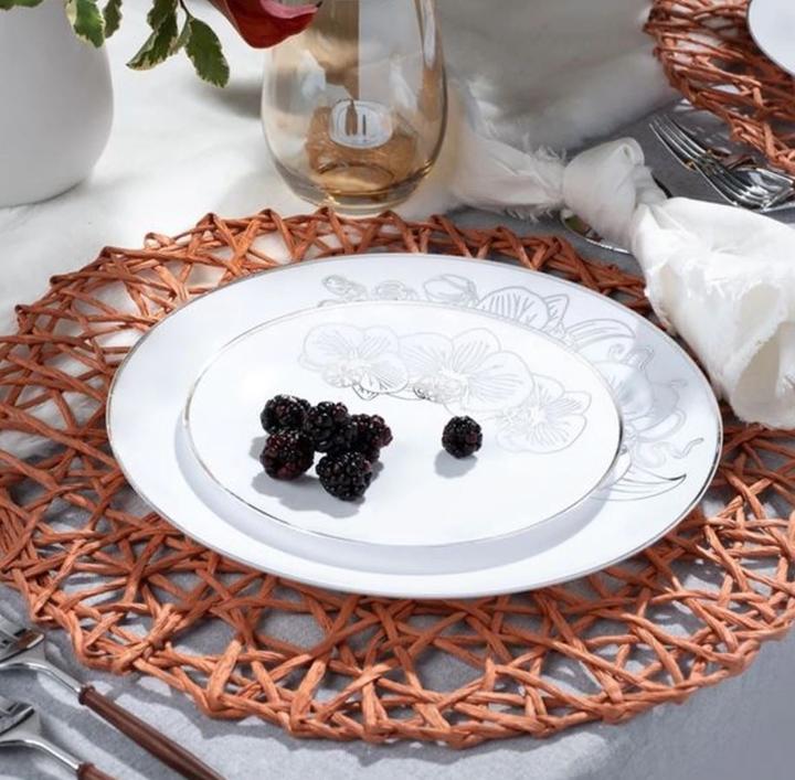 Actual product image Decorline Plate 26cm Orchid White-Silver (10x)