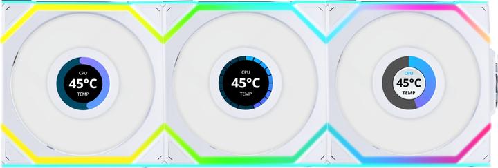 Produktbild Lian-Li UNI FAN SL Wireless LCD Lüfter, ARGB, PWM, 3er-Pack inkl. Controller - 120 mm, weiss (120 mm, 3 x)