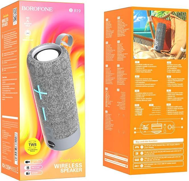 Actual product image Borofone BR19 Portable Bluetooth Speaker Grey