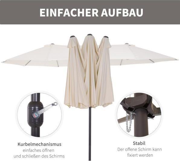 Produktbild Outsunny Marktschirm mit Handkurbel (2.65 m)