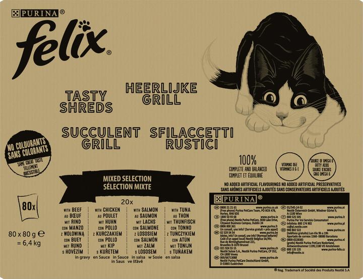 Actual product image Felix Tasty Shreds Mix (Adult, 80 pcs., 6400 g)