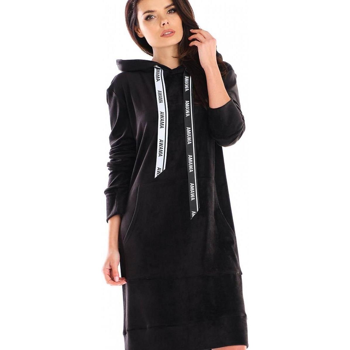 Awama, Damen, Kleider, Alltagskleid, Schwarz, (L, XL)
