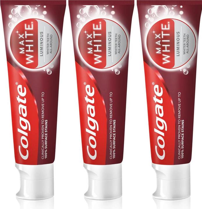 Actual product image Colgate Whitening toothpaste Max White Luminous 3 x 75 ml (225 ml)