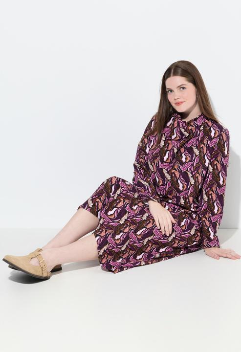 Produktbild Ulla Popken Sweatkleid, Wasserfall-Ausschnitt, Langarm (50, 52)