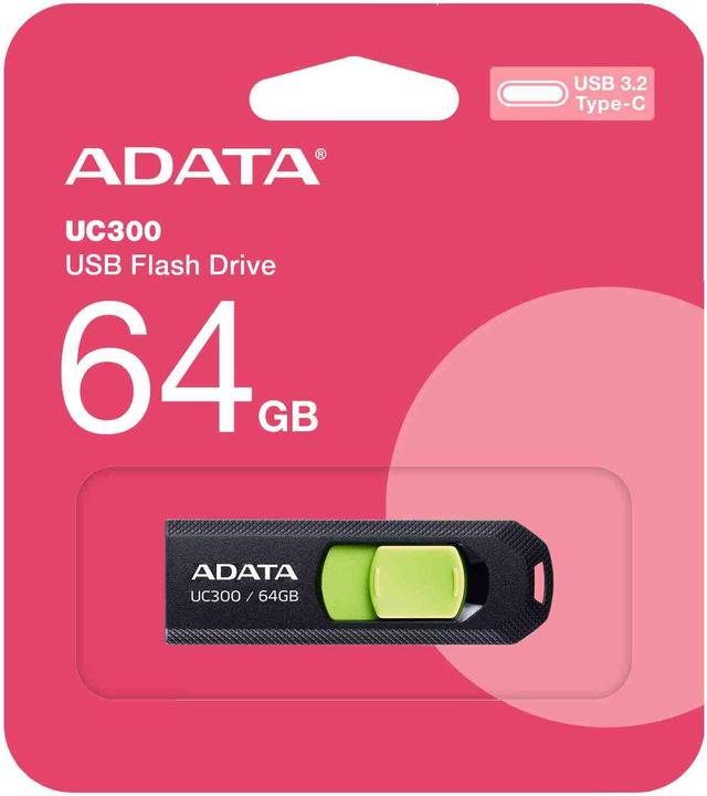 Image du produit Adata USB 64GB UC300 bkgn 3.2 Interface USB Type C USB 3.2 Gen 1 (64 Go, USB-C)