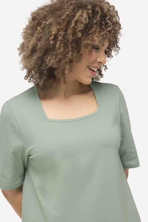 Immagine prodotto Ulla Popken T-shirt dal taglio svasato con scollo rettangolare e mezze maniche (42, 44)