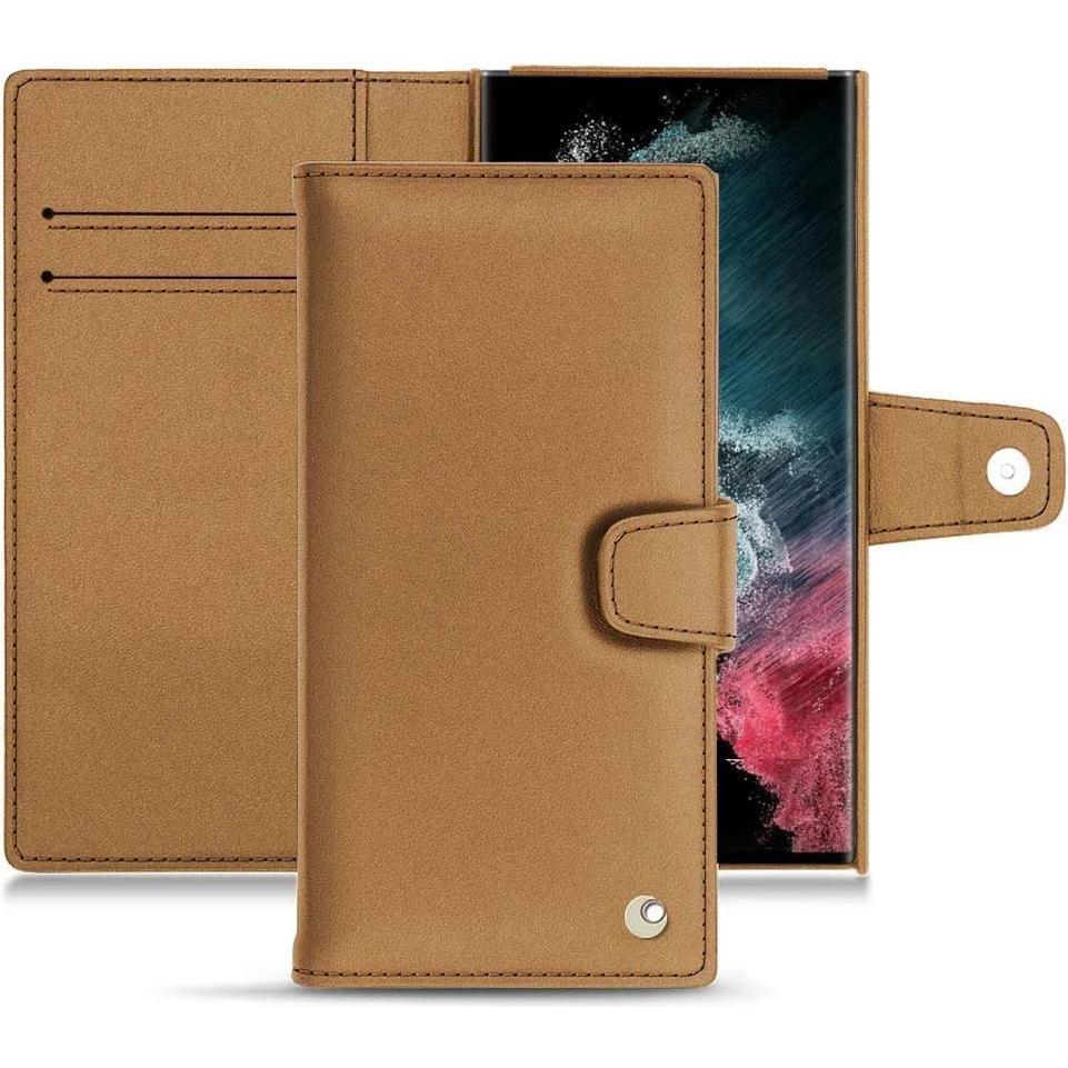 Noreve Lederschutzhülle Wallet (Samsung Galaxy S22 Ultra), Smartphone Hülle, Beige