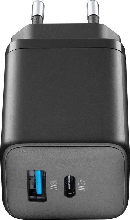Image du produit Cellularline Chargeur de voyage 45W Multipower 1 x USB C et 1 x USB A ACHUSBGAN2PD45WK (45 W)