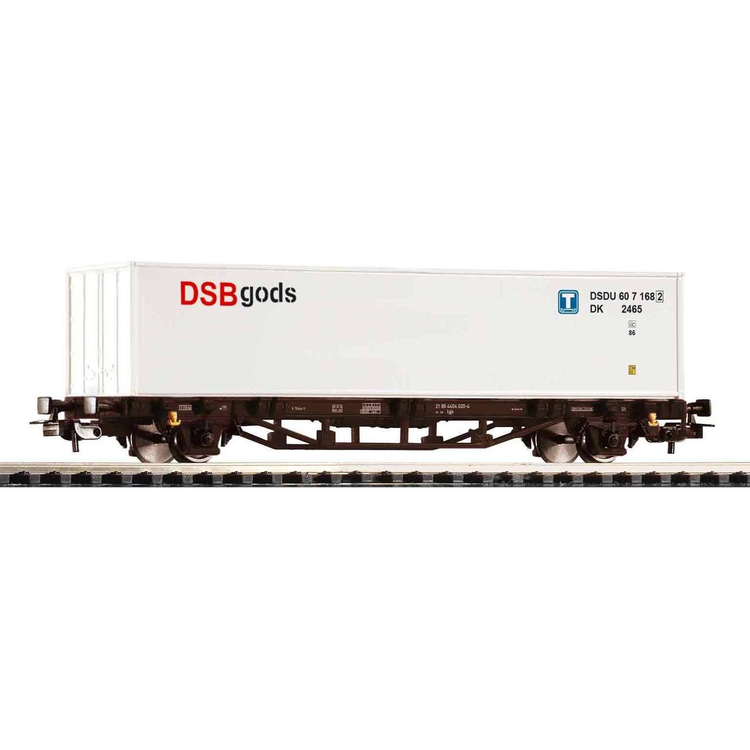 Piko Containertragwg. Lgjs DSB V beladen mit 40Container DSB (Spur H0)