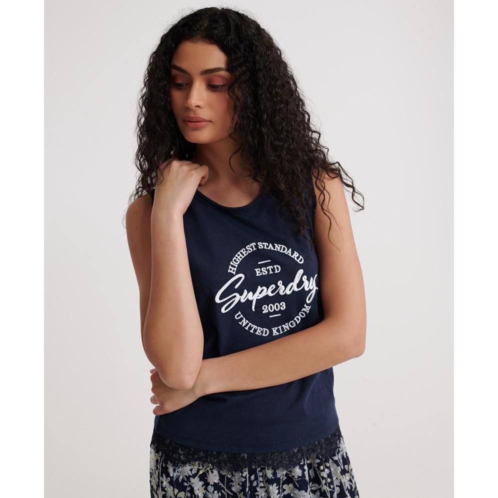 Superdry, Damen, Shirt, tanktop für en jessica graphic, Blau, (38)