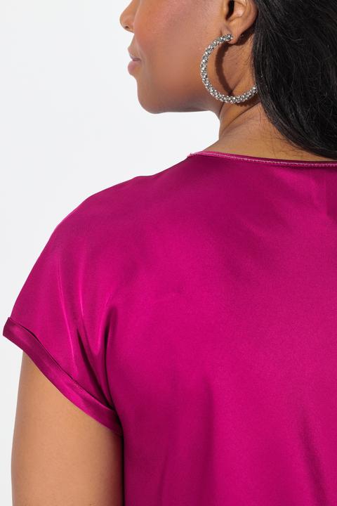 Produktbild Ulla Popken Satinblusenshirt, Classic, Rundhals mit Glitzernaht, ärmellos (50, 52)