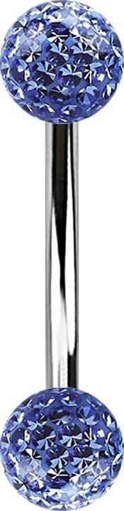 Immagine prodotto Star Piercing Banana argento con due sfere di cristallo azzurro Strato protettivo epossidico (senza ottone, Acciaio chirurgico 316L)