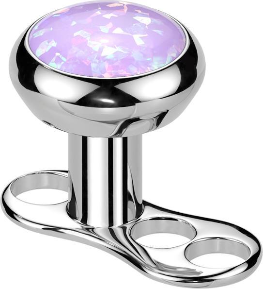 Produktbild Star Piercing Dermal Anchor Innengewinde silber mit Opal violett (ohne Messing, Titan)