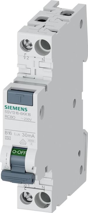 Siemens FI/LS circuit breaker B16 1p+N 0.03A A 6kA 1TE 1p 230V