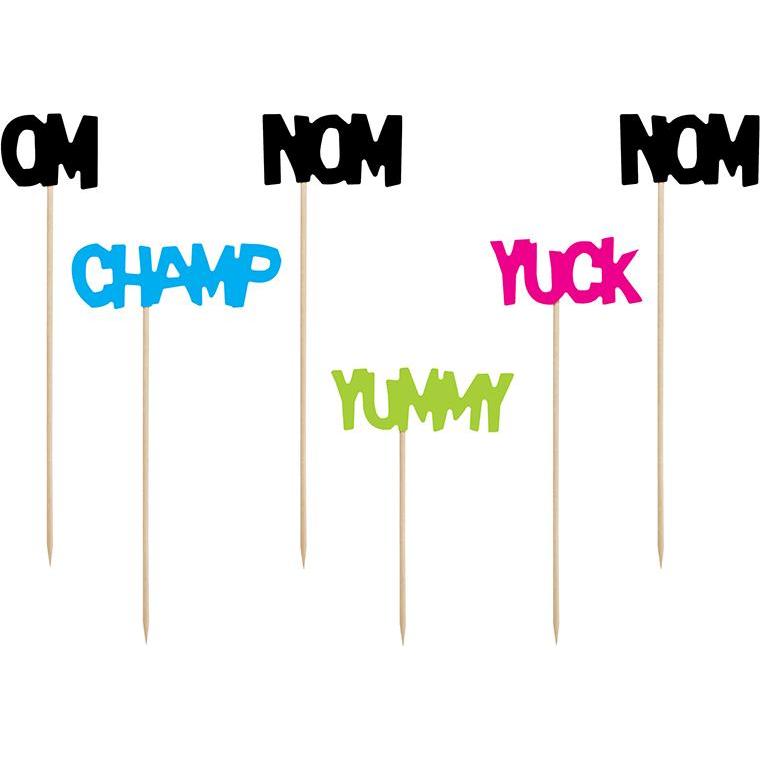 Partydeco Toppers Monsters - Bolle vocali, 13-21,5 cm (1 confezione / 6 pz.) (6 pz.)