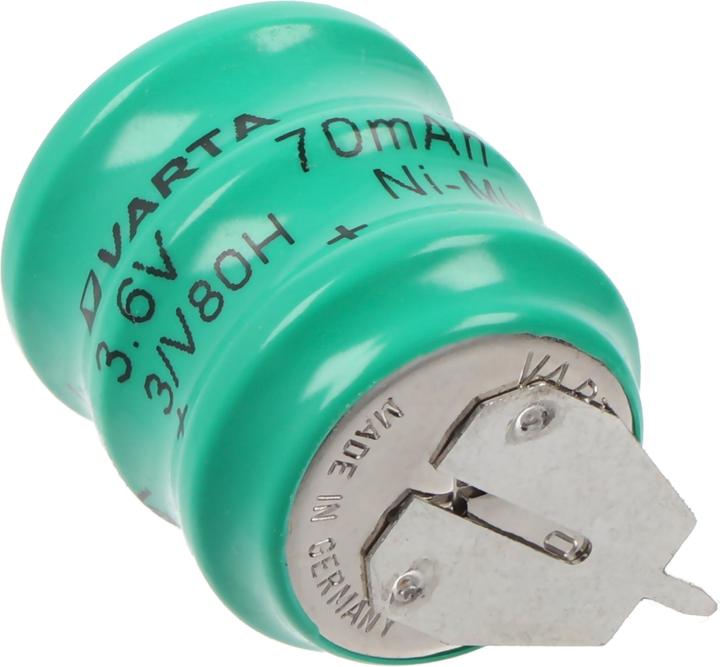Produktbild Varta 3/V80H Säule 3,6 Volt 70mAh mit 1er Print Kontakt auf +/- 3/V65HT (1 Stk., 70 mAh, Ladegerät inkl. Akku)
