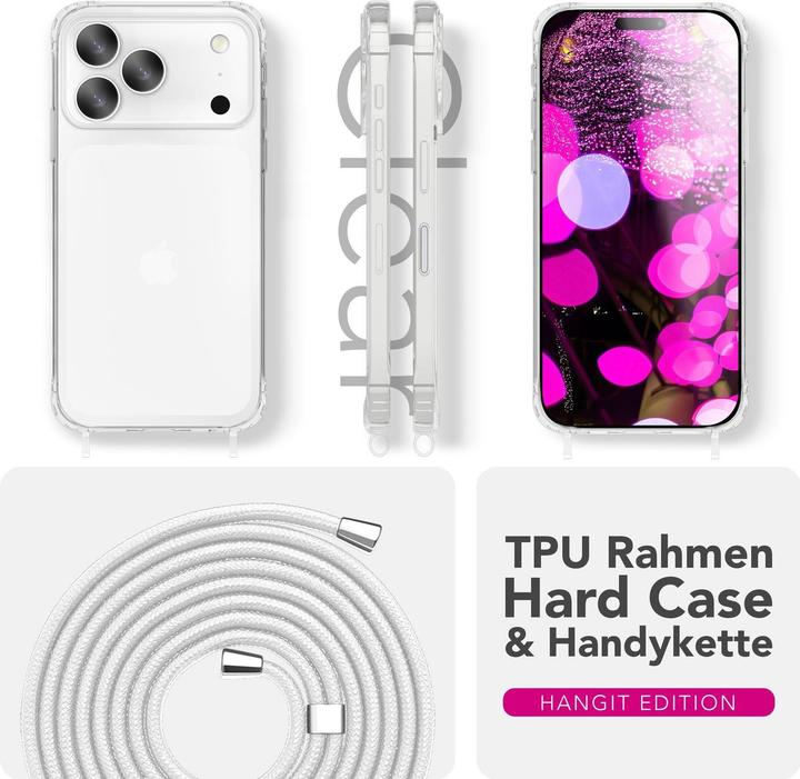 Produktbild Nalia Cover "Hangit" - Klare Hülle mit Band zum Umhängen, 160cm Handy Kette - Wearable Phone Case