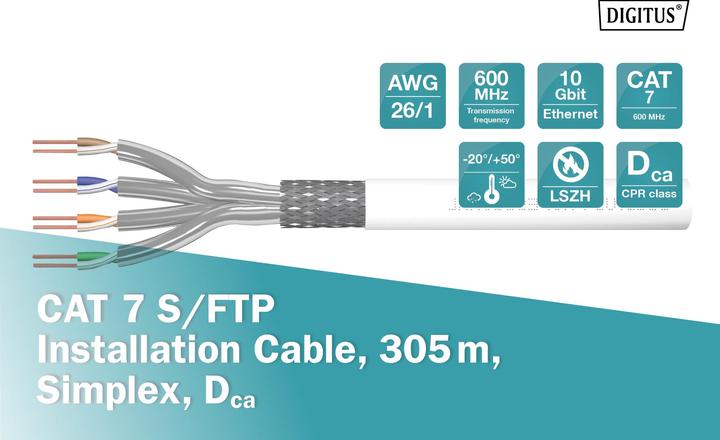 Actual product image Digitus Cat.7 S/FTP installation cable, 305 m, simplex, Dca (SFTP, CAT7, 305 m)