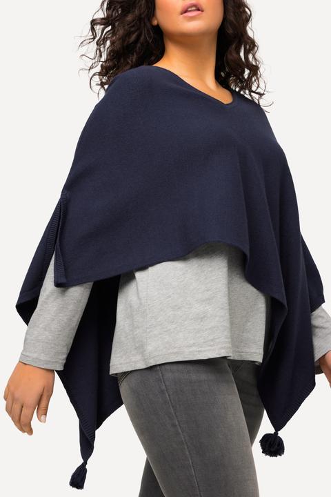 Actual product image Ulla Popken Knit Pointed Hem Poncho (58, 60, 62)