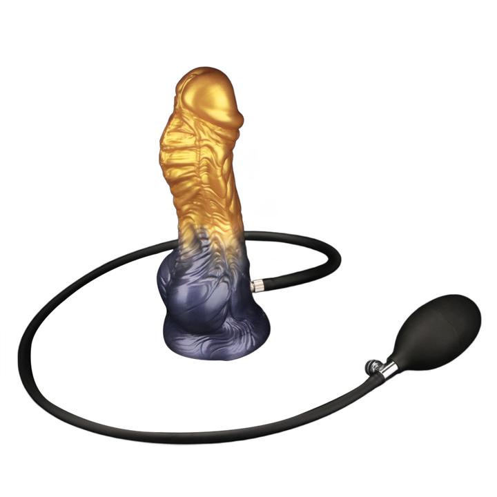 Image du produit Lovetoy Aufblasbarer Dildo mit doppelter Dichte, 7,5" / 19 cm, Gold/Schwarz