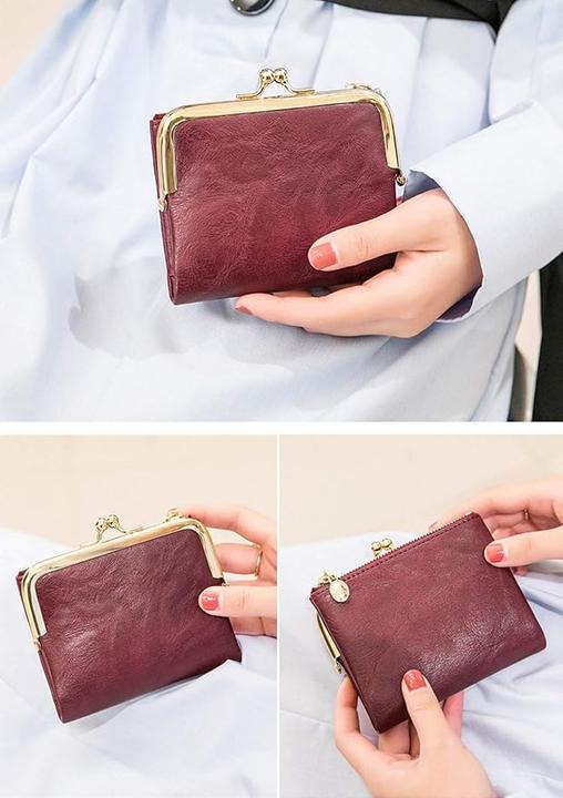 Image du produit Only-Bags.Store Portefeuille court polyvalent de couleur unie, Vintage Clutch Coin Purse Credit Card Holder with