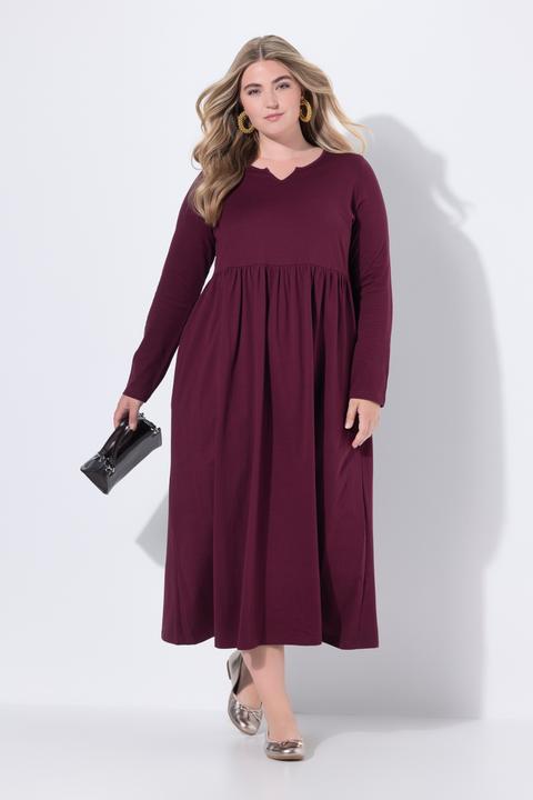 Produktbild Ulla Popken Jersey-Maxikleid, A-Linie, Tunika-Ausschnitt, Langarm (54)