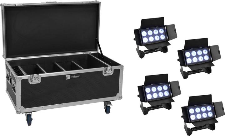 Eurolite Set 4x AKKU Multiflood IP 8x10W RGBW Wash CRMX + Case with charging function (LED)