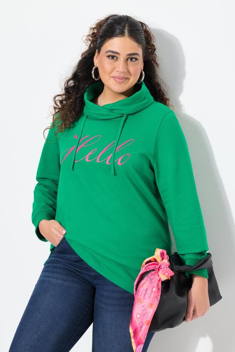 Produktbild Ulla Popken Sweatshirt, Classic Fit, HELLO, Stehkragen (42, 44)
