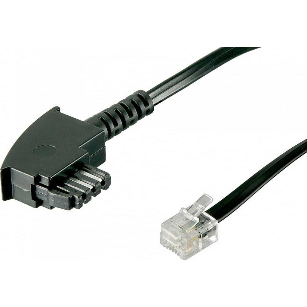 Goobay TAE-F Anschlusskabel (international-Pin Out) 4-polig, Schwarz, 3 m, Telefon Zubehör