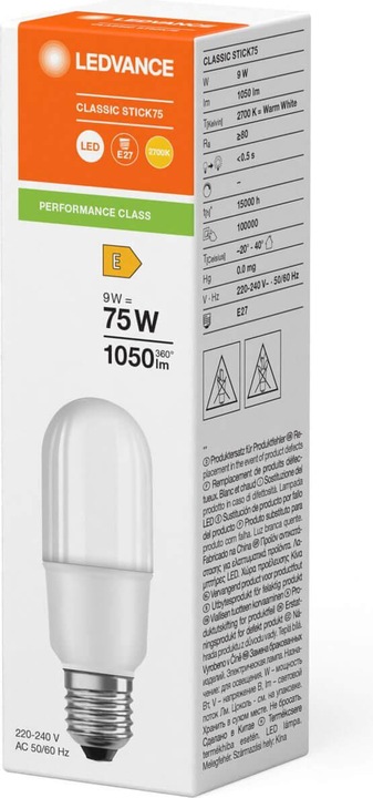 Produktbild Ledvance LED STICK75 9W (E27, 9.50 W, 1050 lm, 1 x, E)