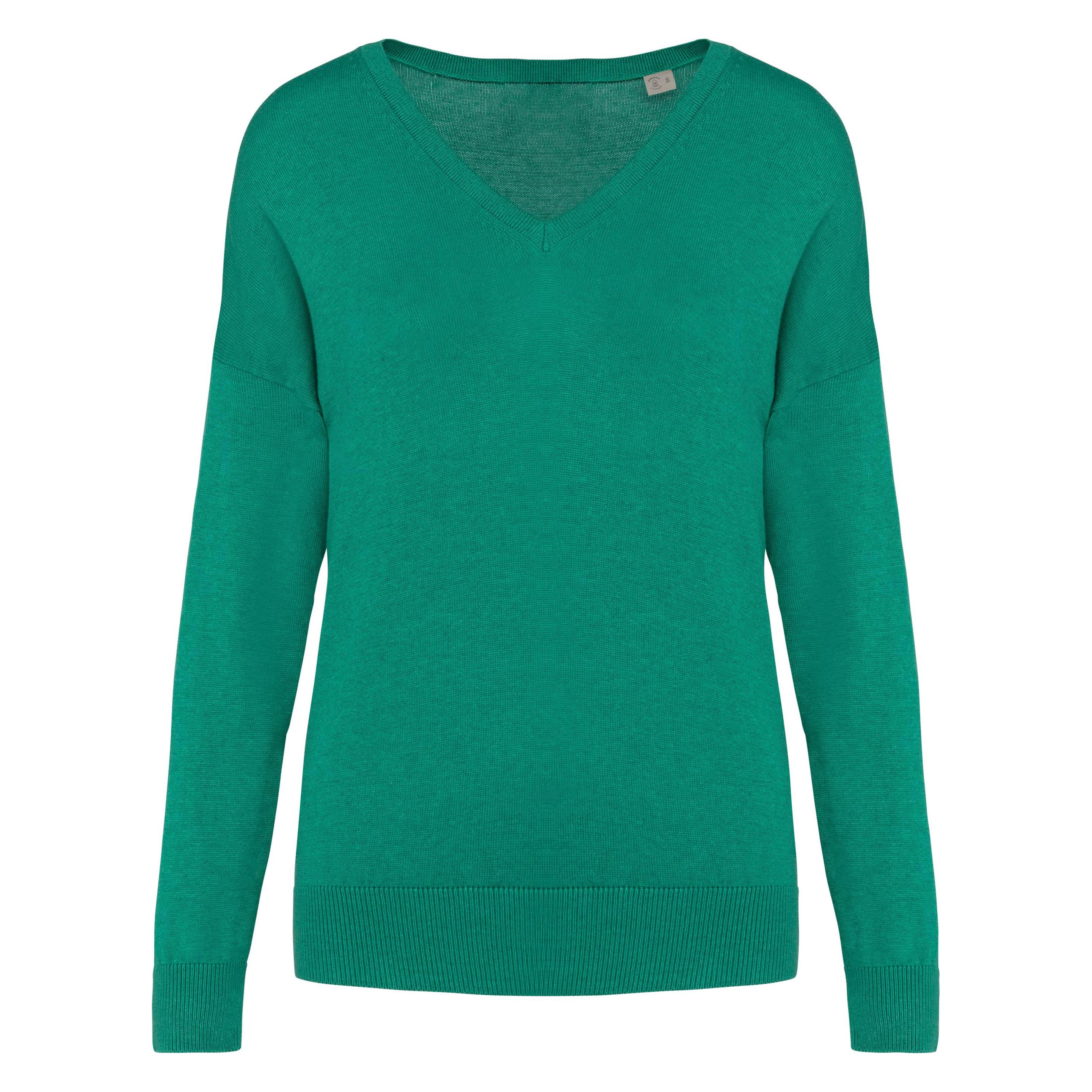 Spasso, Damen, Pullover, Pull Col V Umweltfreundlich Aus Lyocell Für Damen, Grün, (L)