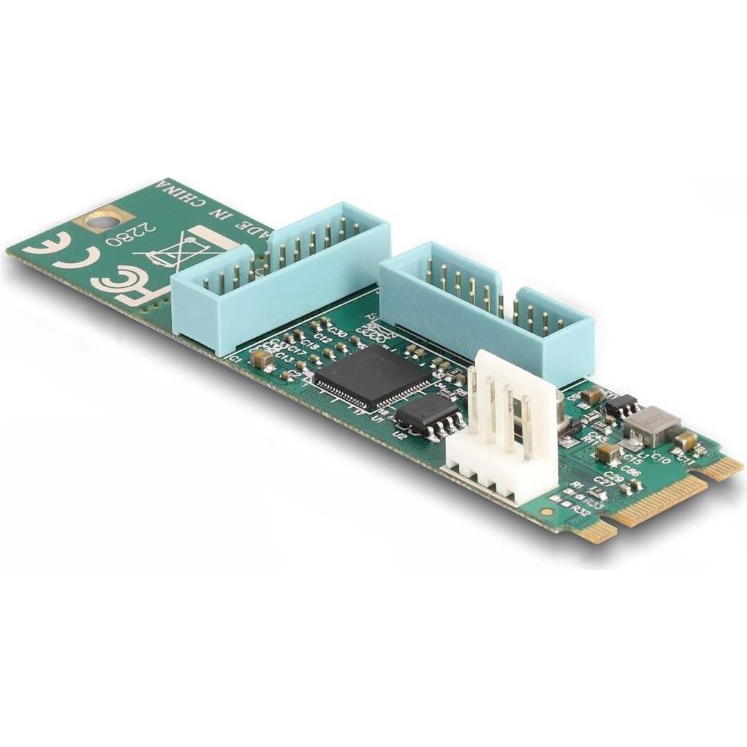 Delock Konverter M.2 Key B+M Stecker zu 4 x USB 5 Gbps Typ-A, SSD + Festplatte Zubehör