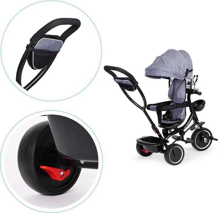 Actual product image EcoToys Dreirad mit Schüttler und Führungsstange grau