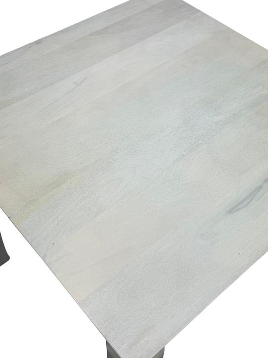 Produktbild FineBuy Esstisch Massivholz 80cm Esszimmertisch White Wash Küchentisch 4 Personen Tisch (80 x 80 x 75 cm)